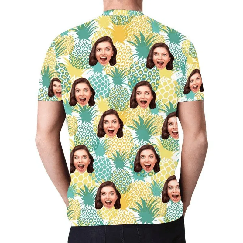 Custom Face Drawstring Swim Trunks Personalized Face Pineapple Men's Quick Dry Swim Shorts