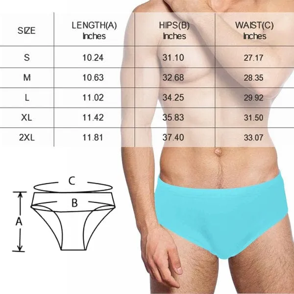 Custom Photo Triangle Swim Briefs Design Stitching Men's Swim Shorts with Personalized Girlfriend's Pictures
