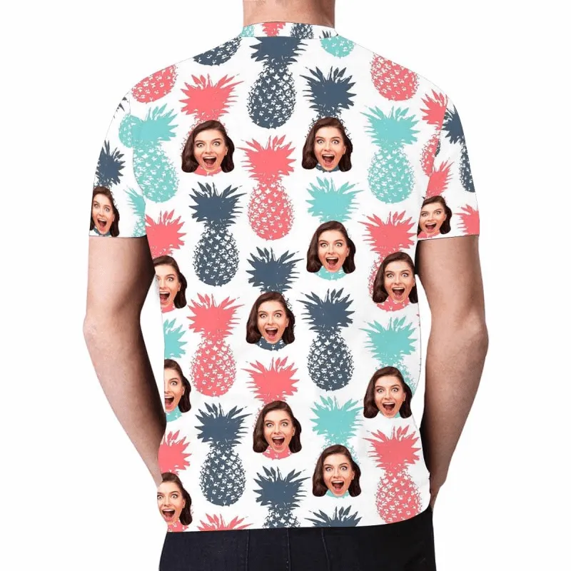 Customized Swim Trunks with Face Personalized Colorful Pineapple Men's Quick Dry Swim Shorts for Holiday