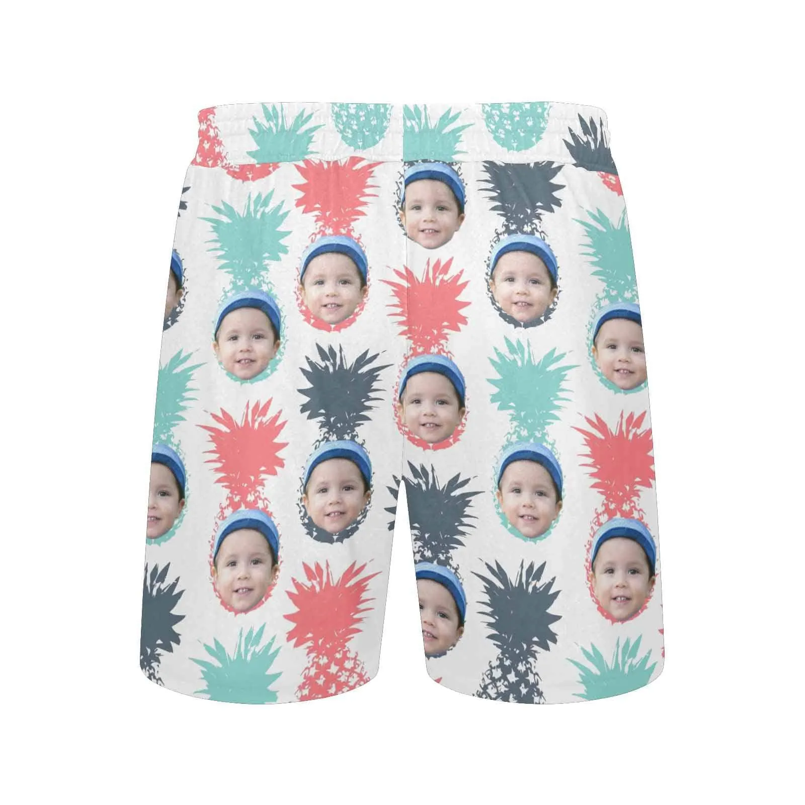 Customized Swim Trunks with Face Personalized Colorful Pineapple Men's Quick Dry Swim Shorts for Holiday
