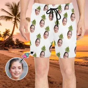 Design Your Own Swim Trunks with Custom Face Pineapple Men's Quick Dry Swim Shorts for Vacation