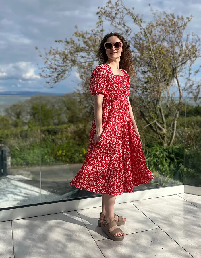 Dream Waterfront Dress in Tulip Red