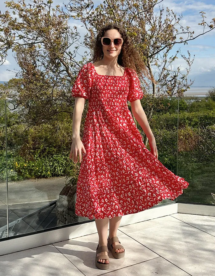Dream Waterfront Dress in Tulip Red