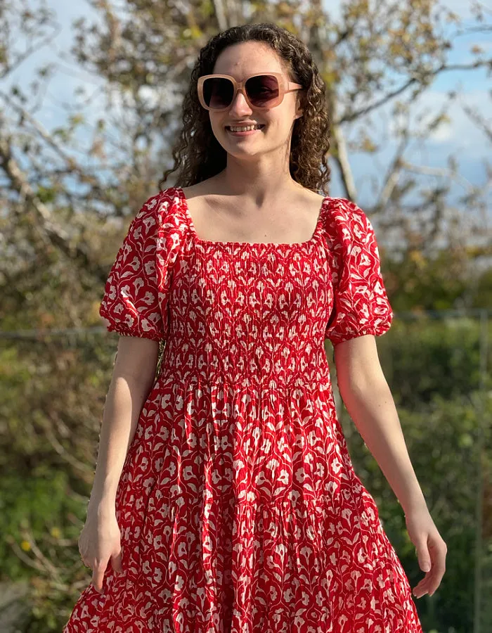 Dream Waterfront Dress in Tulip Red
