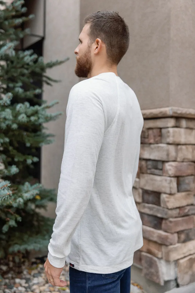 Faherty Cloud Long Sleeve Henley, Ivory Heather