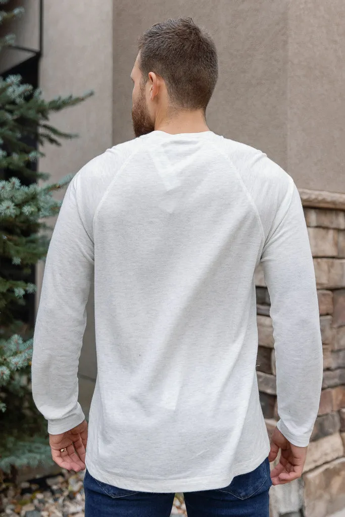 Faherty Cloud Long Sleeve Henley, Ivory Heather