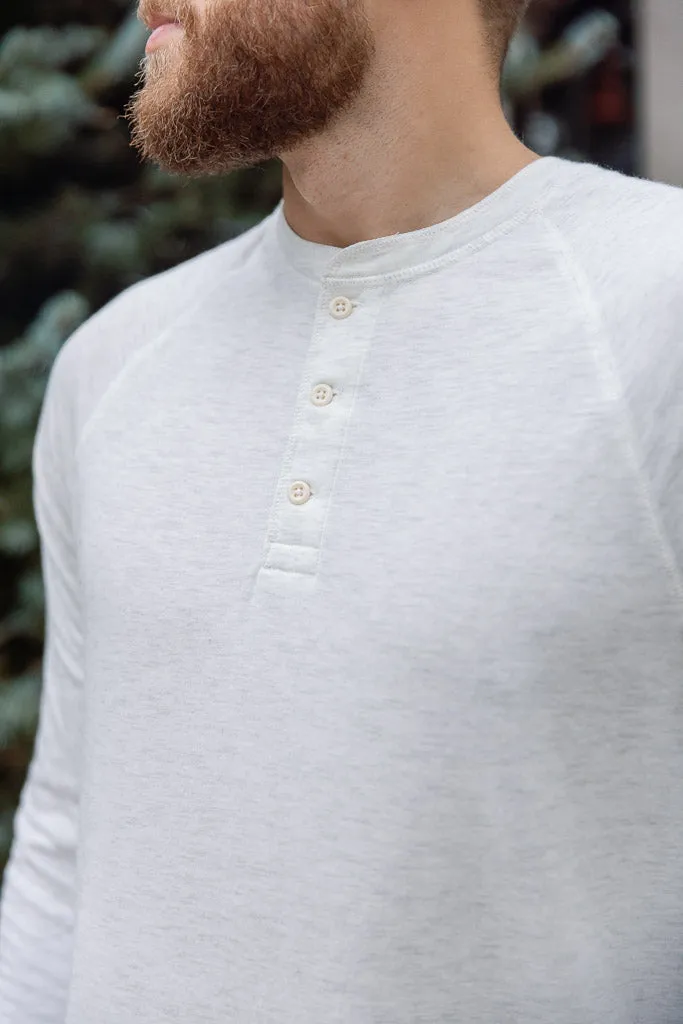 Faherty Cloud Long Sleeve Henley, Ivory Heather