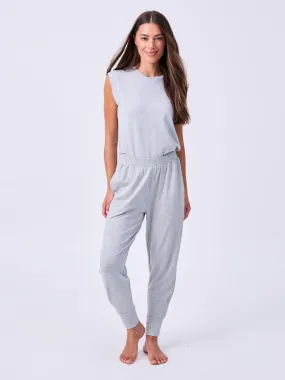 French Terry Side Pleat Jogger Jogger - Melange Grey