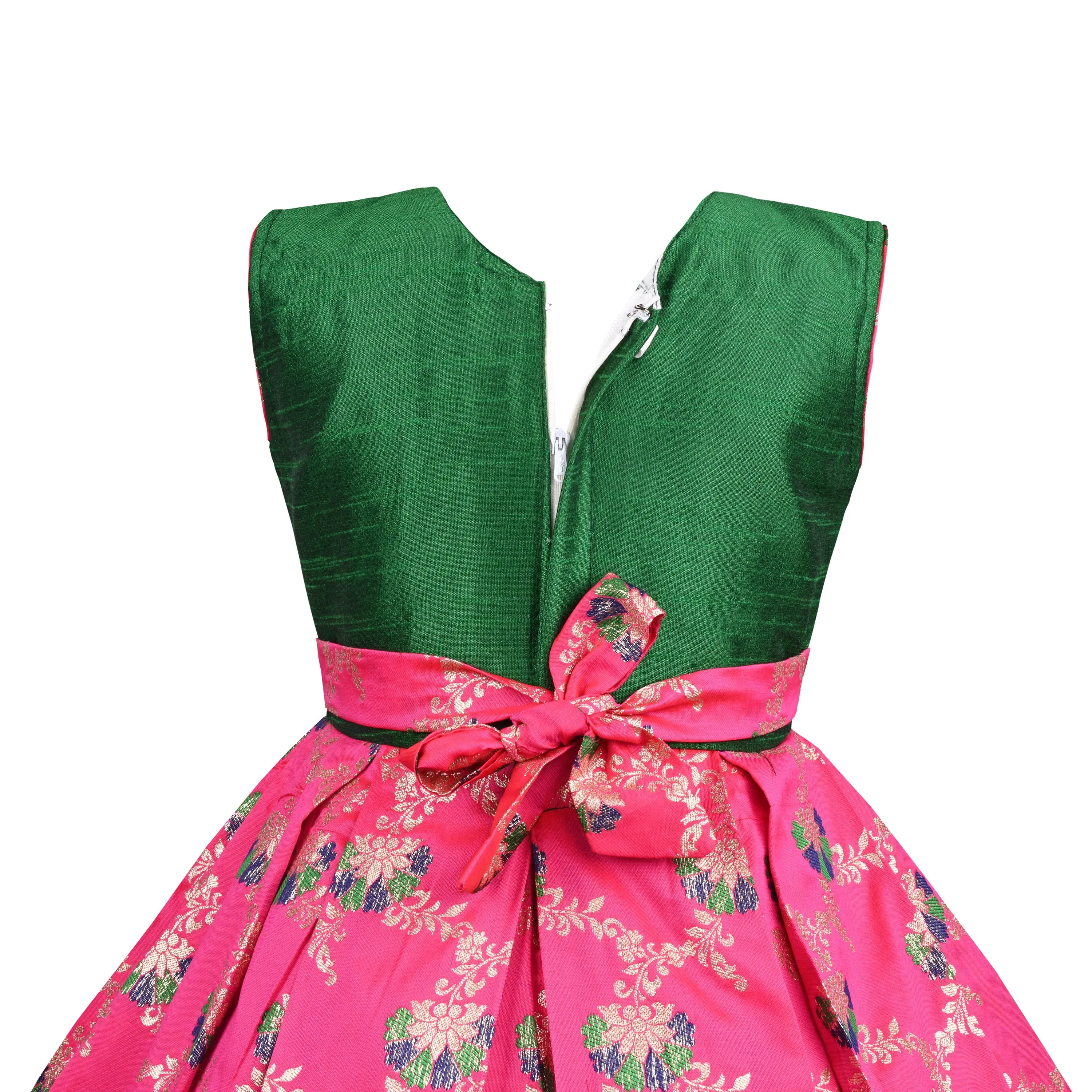 Girls Ethnic motif Zari embroidered Dress