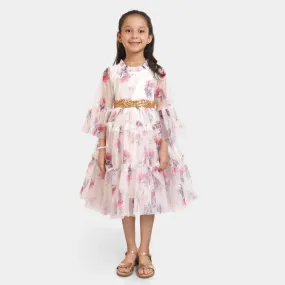 Girls Fancy Frock Floral-Pink