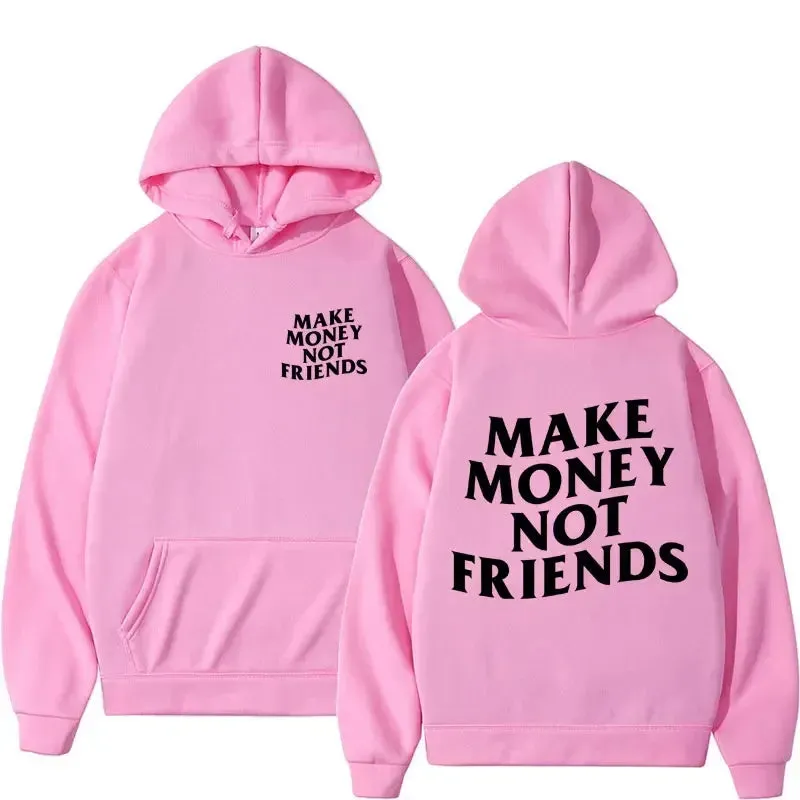 Hustlers hoodie Make Money Not Friends Fleece Oversized relax fit hoodie