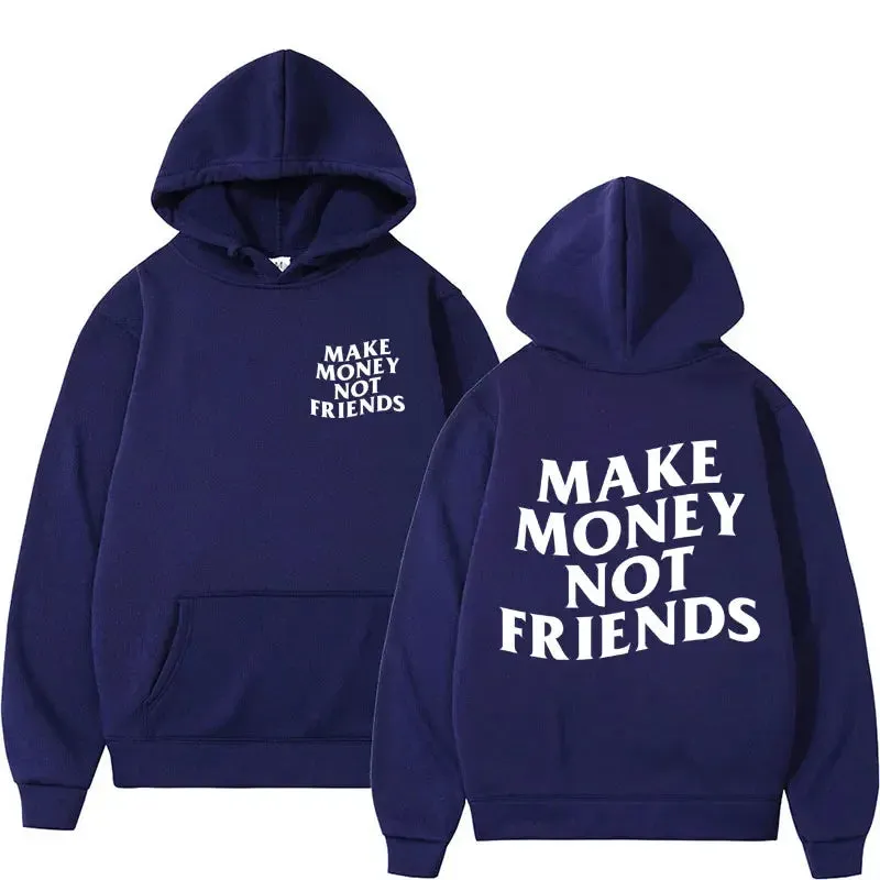 Hustlers hoodie Make Money Not Friends Fleece Oversized relax fit hoodie