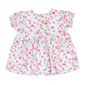 Infant Girls Printed Cotton Frock Floral - White