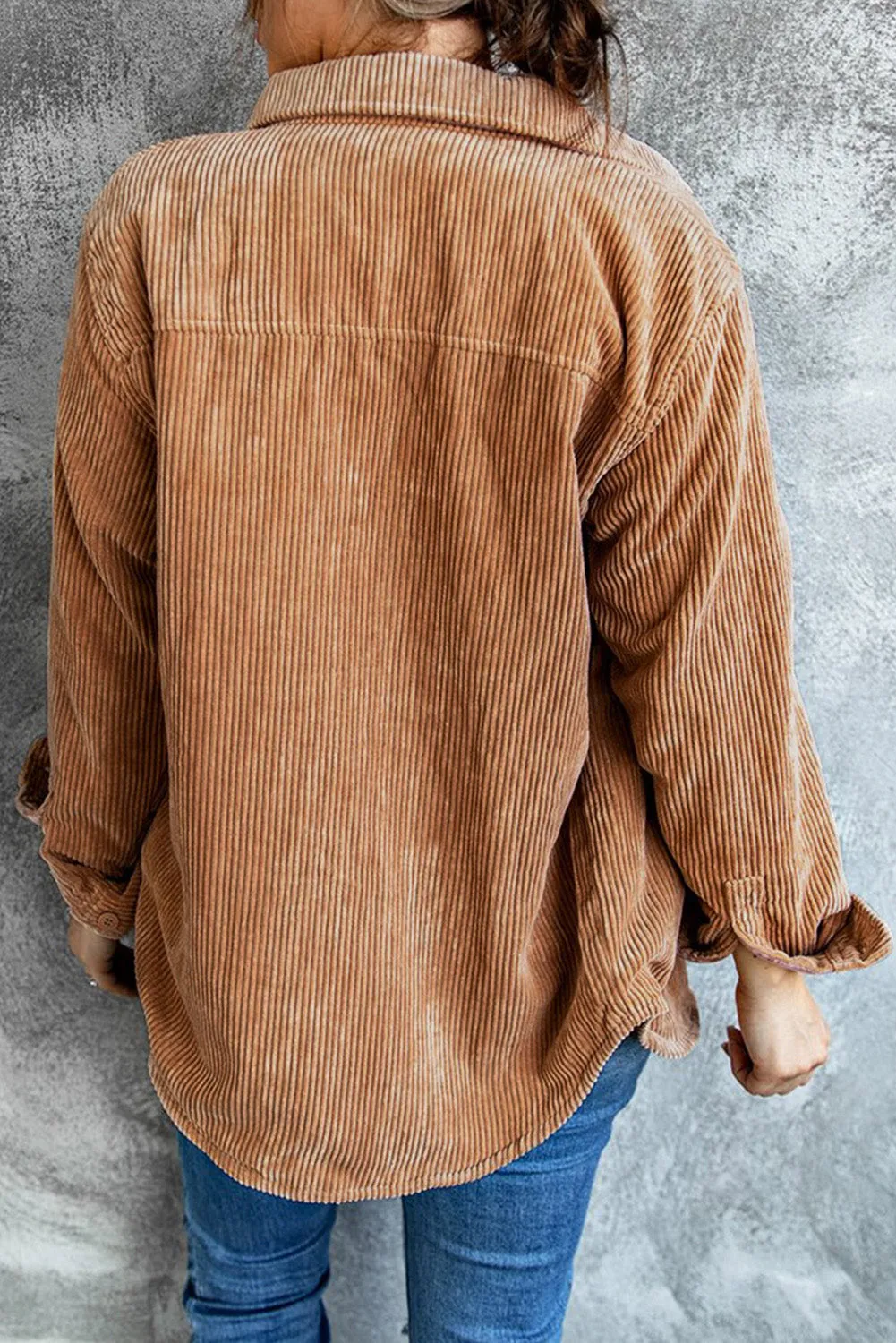 Khaki Plaid Print Buttoned Double Sided Jacket