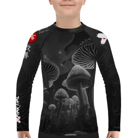 Kids BJJ Rash Guard Black Indigo Mushroom X-Tech 25 Series