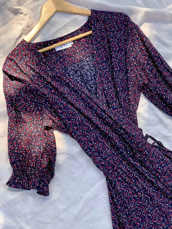 Lia Midnight Floral Wrap Dress