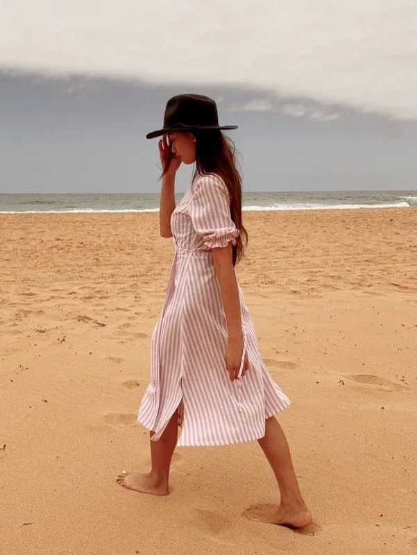 Lia Pink Stripe Cotton Wrap Dress