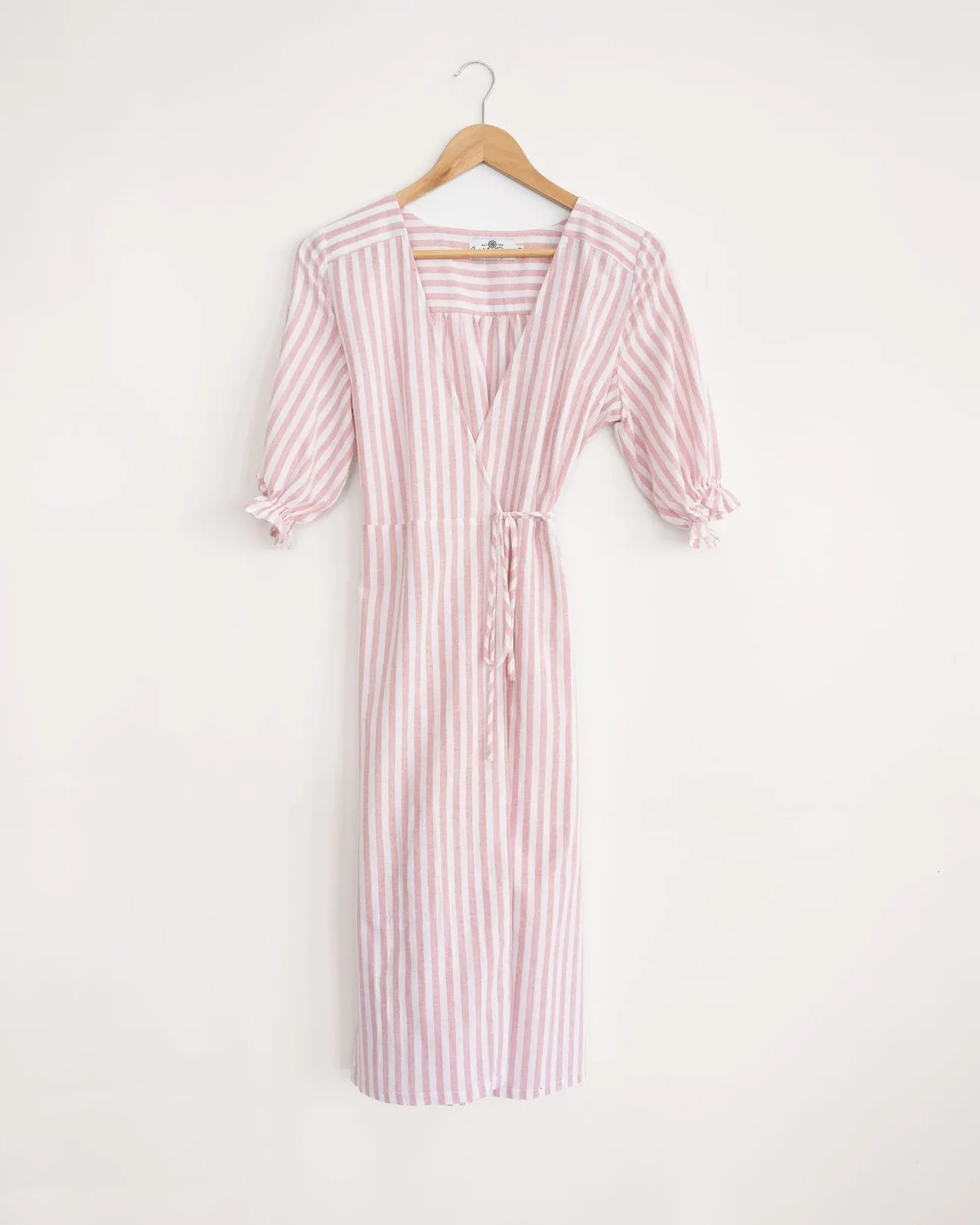 Lia Pink Stripe Cotton Wrap Dress