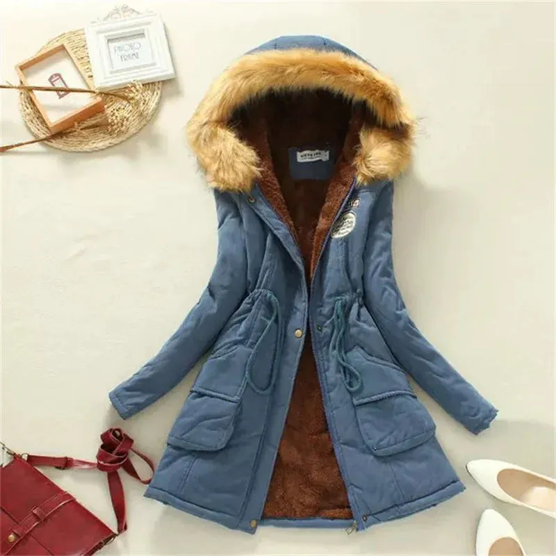LVSANW Thick Warm Faux Fur Hooded Padded Coat 3XL Casual Slim Jacket Female Spring Autumn Winter Jacket Women Parkas Parka Mujer
