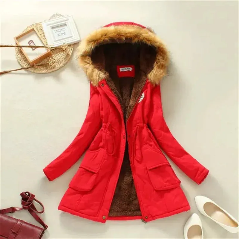 LVSANW Thick Warm Faux Fur Hooded Padded Coat 3XL Casual Slim Jacket Female Spring Autumn Winter Jacket Women Parkas Parka Mujer