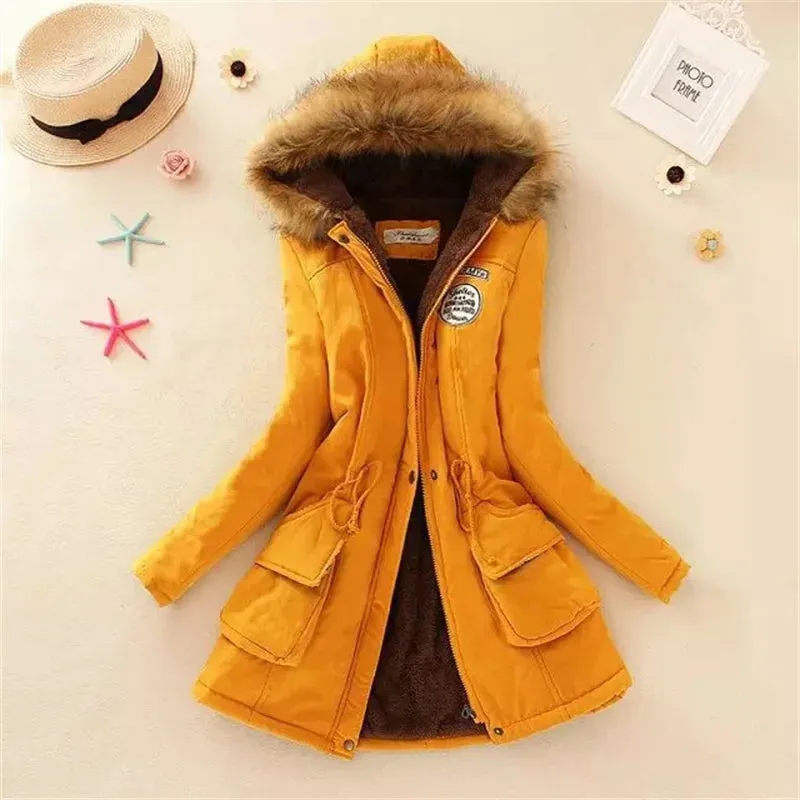 LVSANW Thick Warm Faux Fur Hooded Padded Coat 3XL Casual Slim Jacket Female Spring Autumn Winter Jacket Women Parkas Parka Mujer