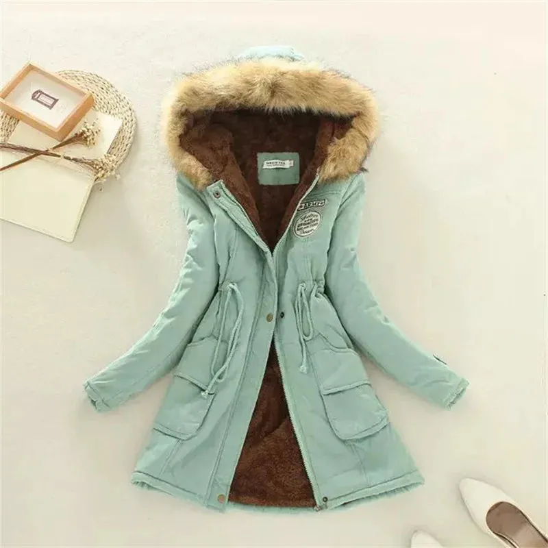 LVSANW Thick Warm Faux Fur Hooded Padded Coat 3XL Casual Slim Jacket Female Spring Autumn Winter Jacket Women Parkas Parka Mujer
