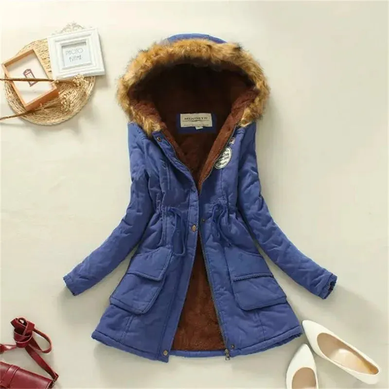 LVSANW Thick Warm Faux Fur Hooded Padded Coat 3XL Casual Slim Jacket Female Spring Autumn Winter Jacket Women Parkas Parka Mujer