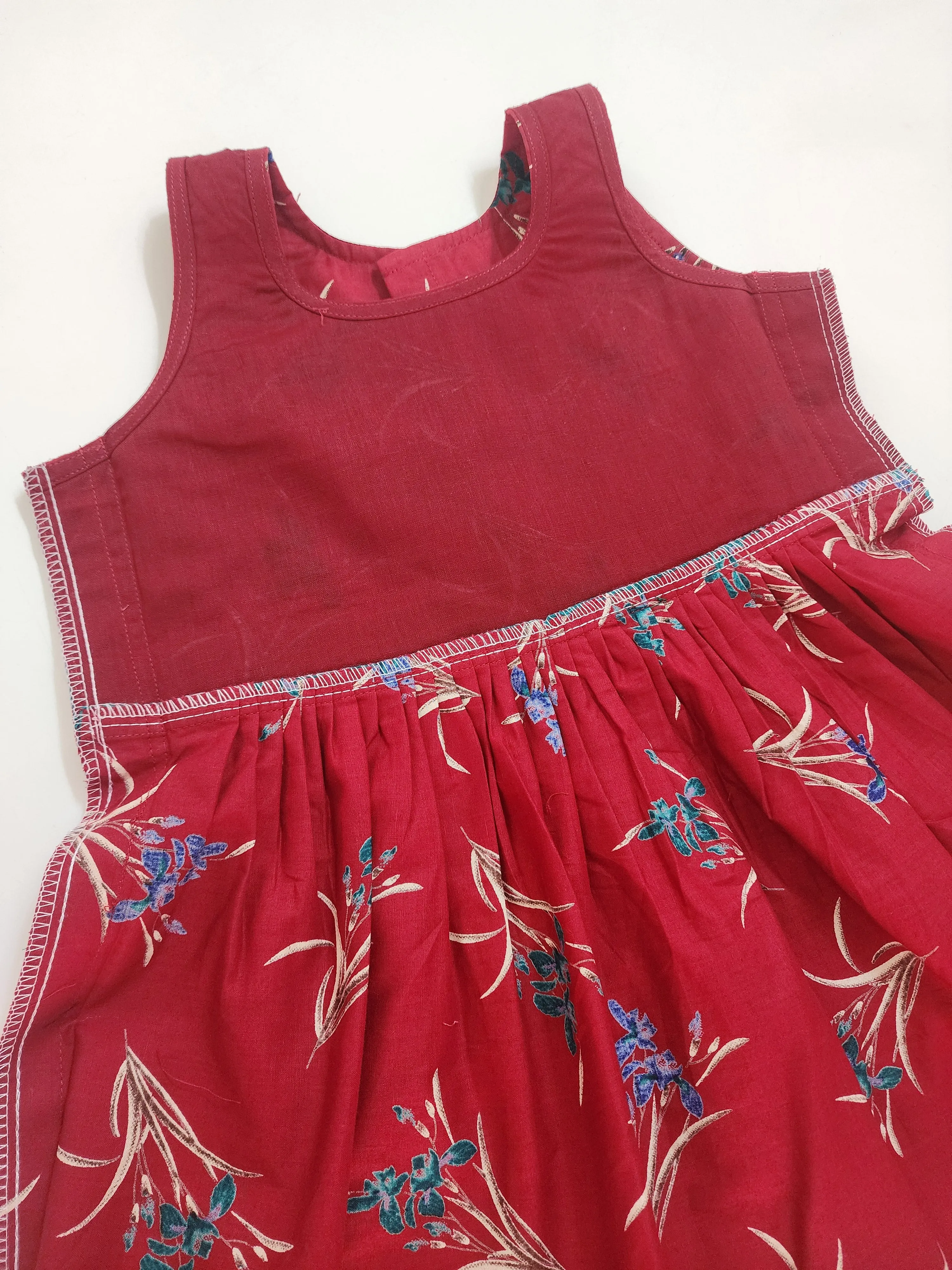 Maroon Classy Floral Kids Frock
