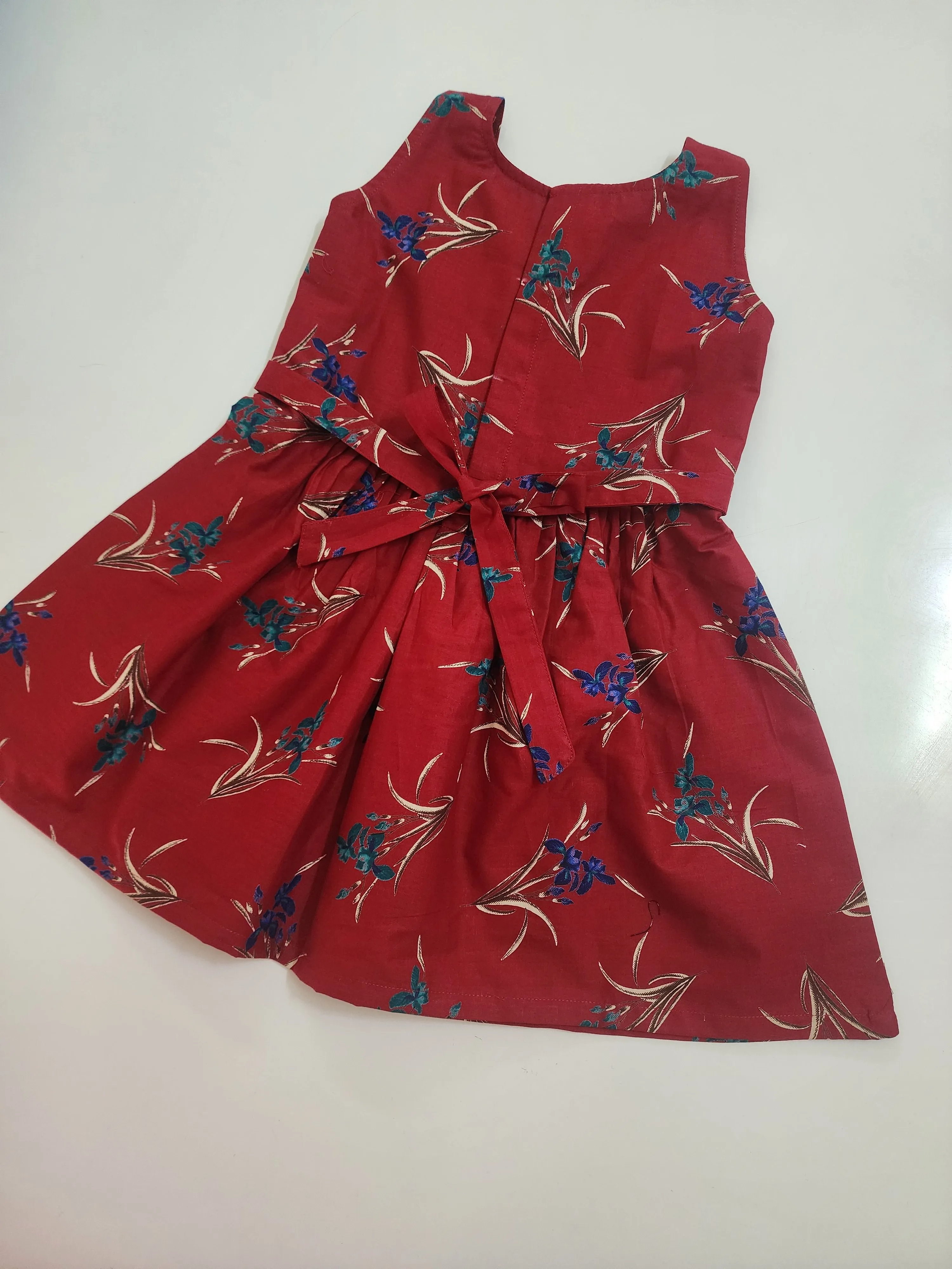 Maroon Classy Floral Kids Frock
