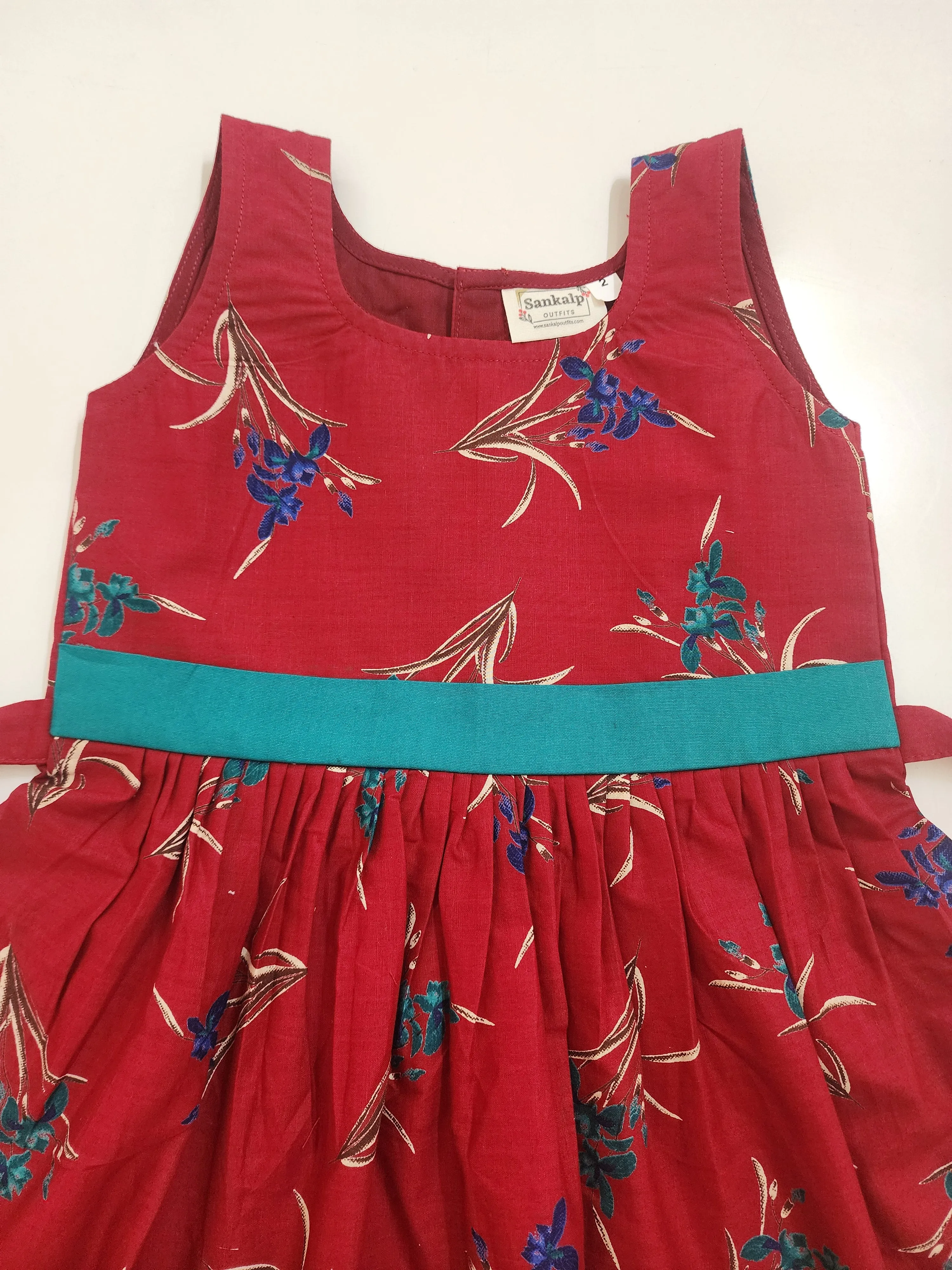 Maroon Classy Floral Kids Frock
