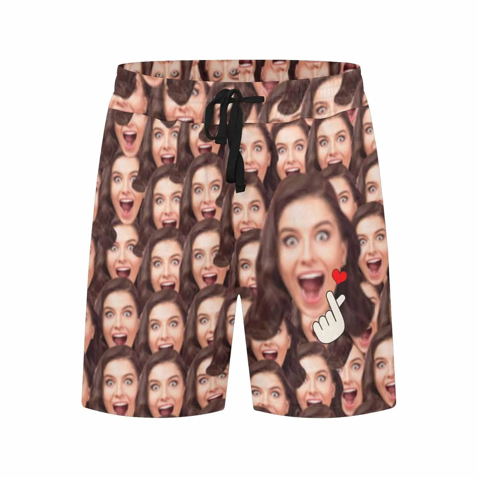 Men's Quick Dry Swim Shorts with Girlfriend's Seamless Face I Love My Girlfriend Swim Trunks for Him