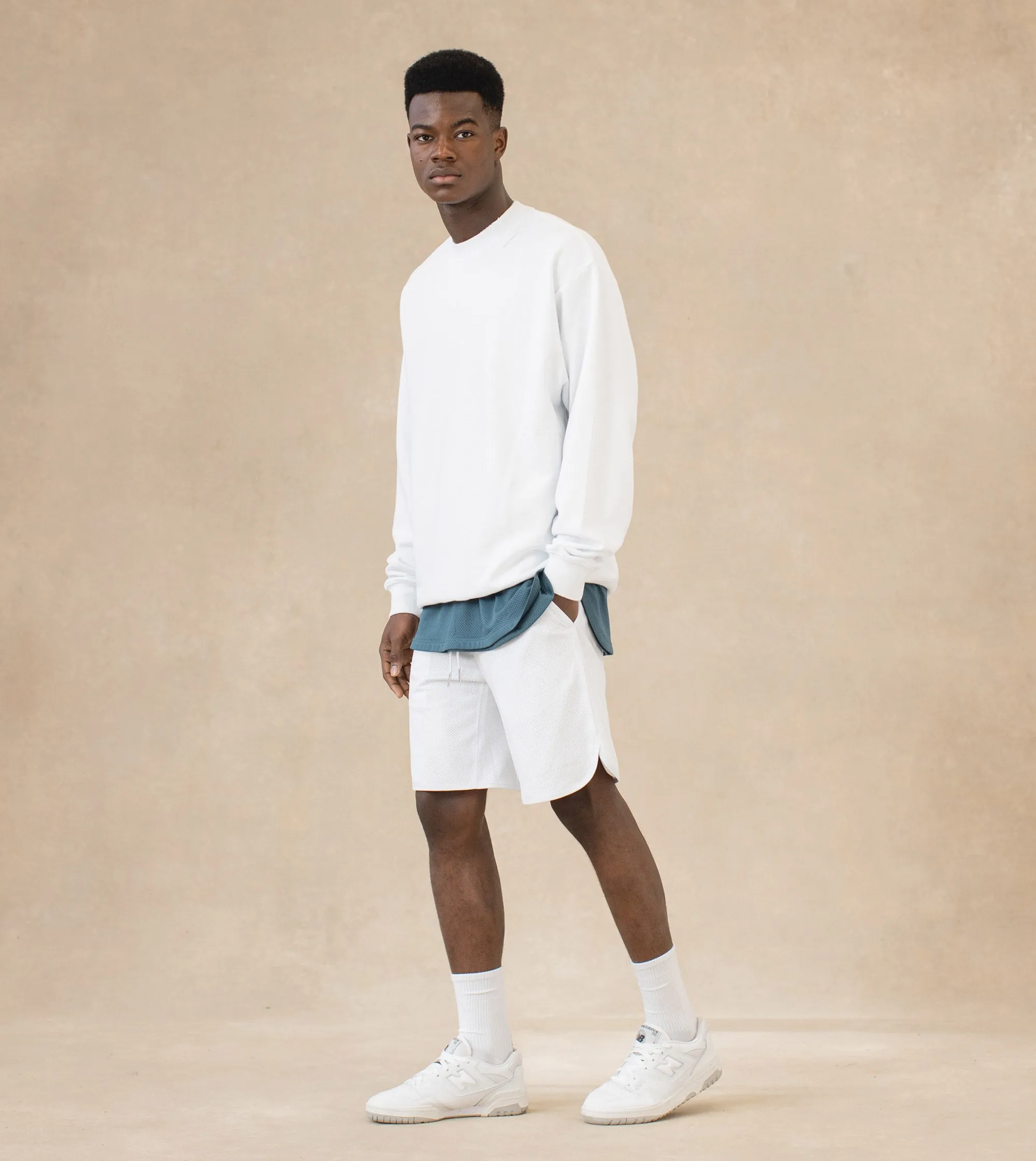 Mesh Basketball Short White