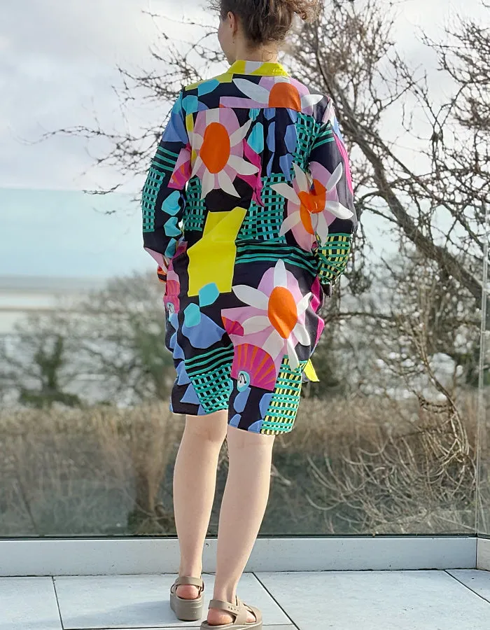 Milano Sunburst Floral Cotton Shirt Dress
