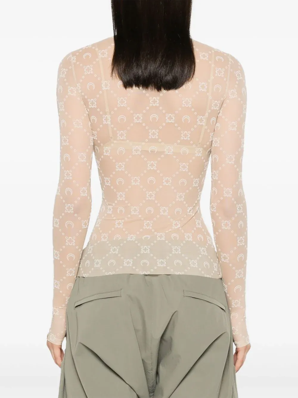 Moonogram Mesh Flock Hight Neck Tee