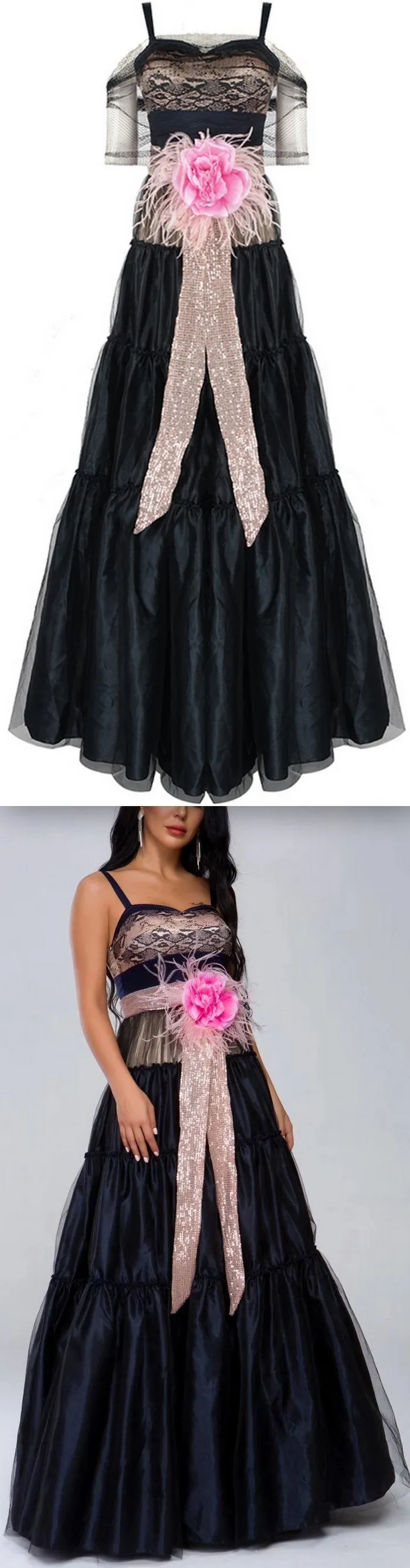 Netted Overlay A-Line Tulle Gown