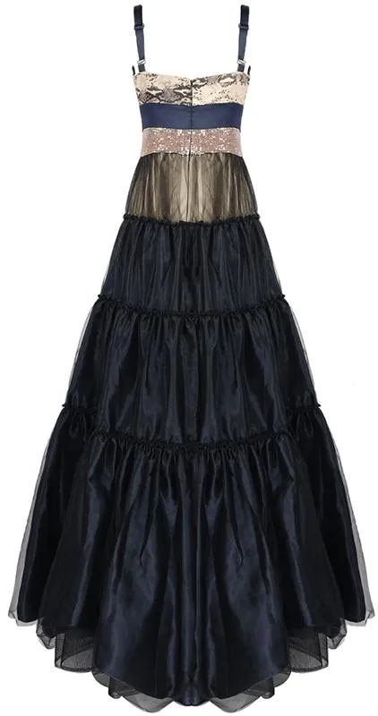 Netted Overlay A-Line Tulle Gown