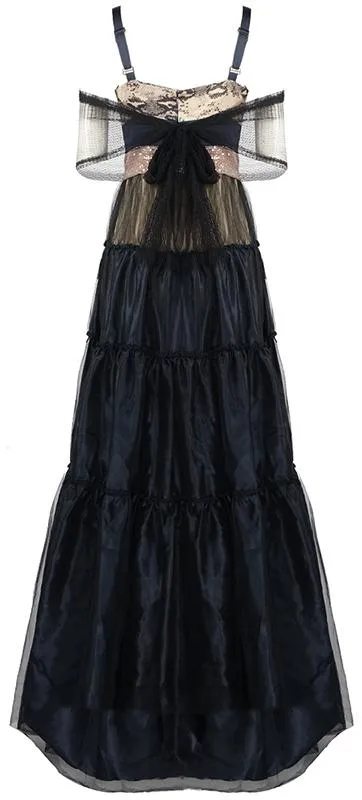 Netted Overlay A-Line Tulle Gown