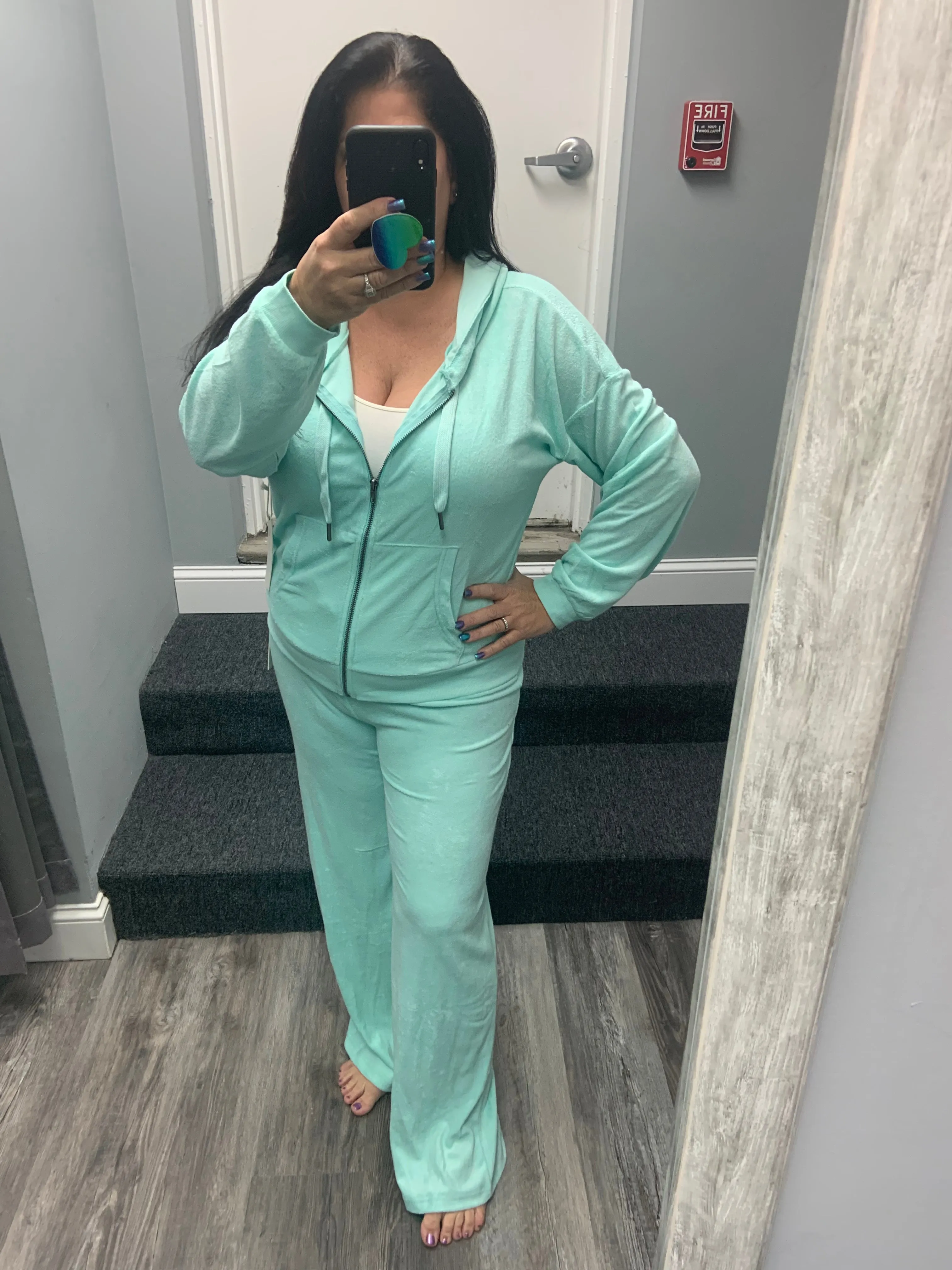 OCEAN DRIVE TERRY CLOTH JOGGER- AQUA