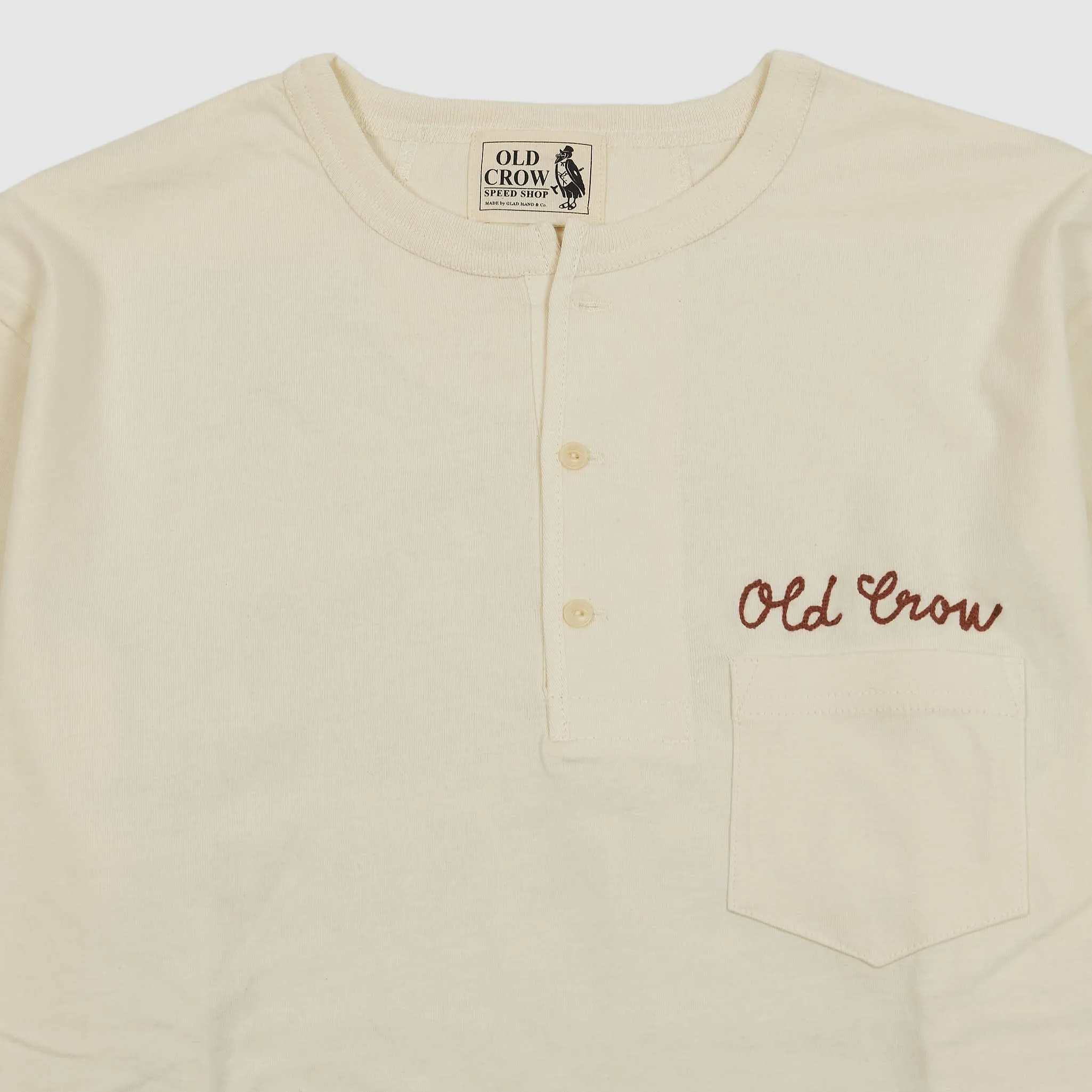 Old Crow Speed Shop by Glad Hand & Co. Printed Pocket Henley T-Shirt
