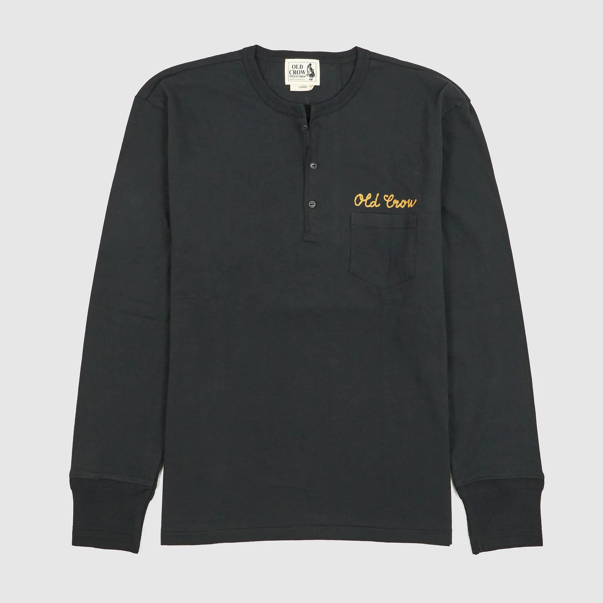 Old Crow Speed Shop by Glad Hand & Co. Printed Pocket Henley T-Shirt