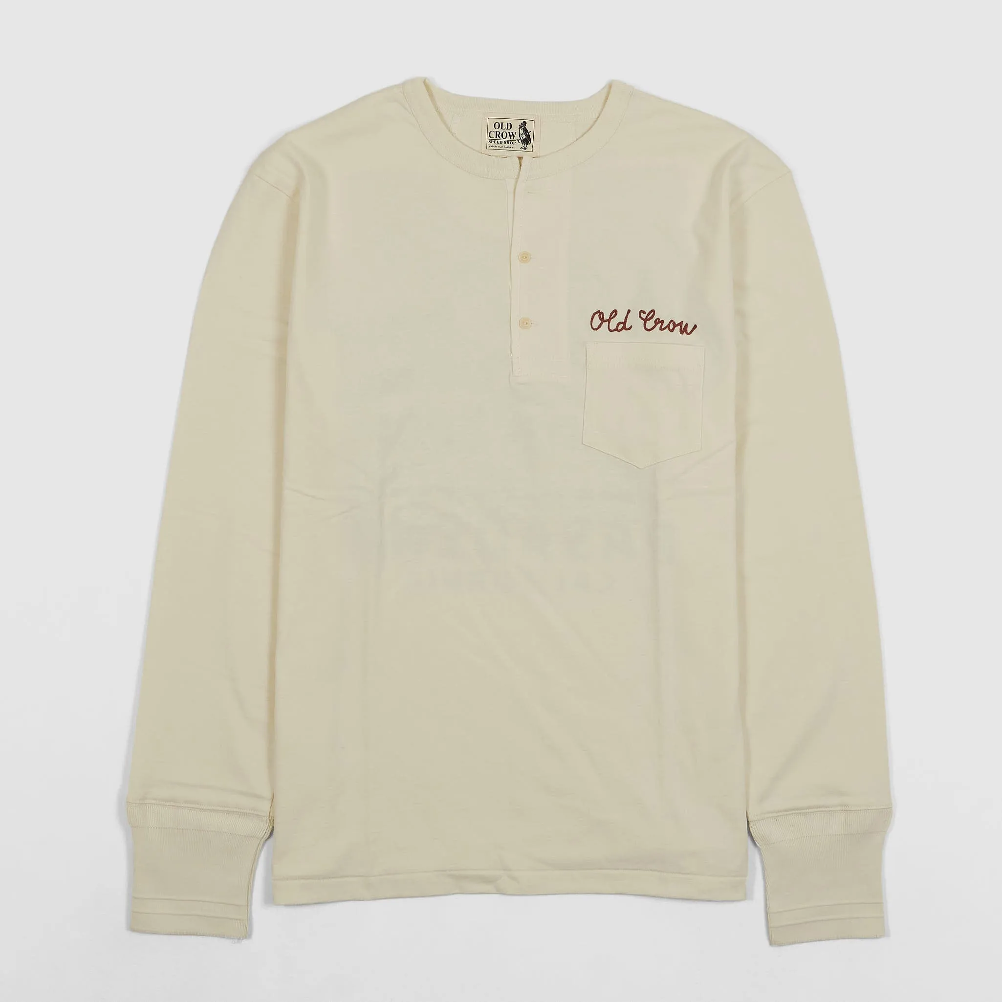 Old Crow Speed Shop by Glad Hand & Co. Printed Pocket Henley T-Shirt