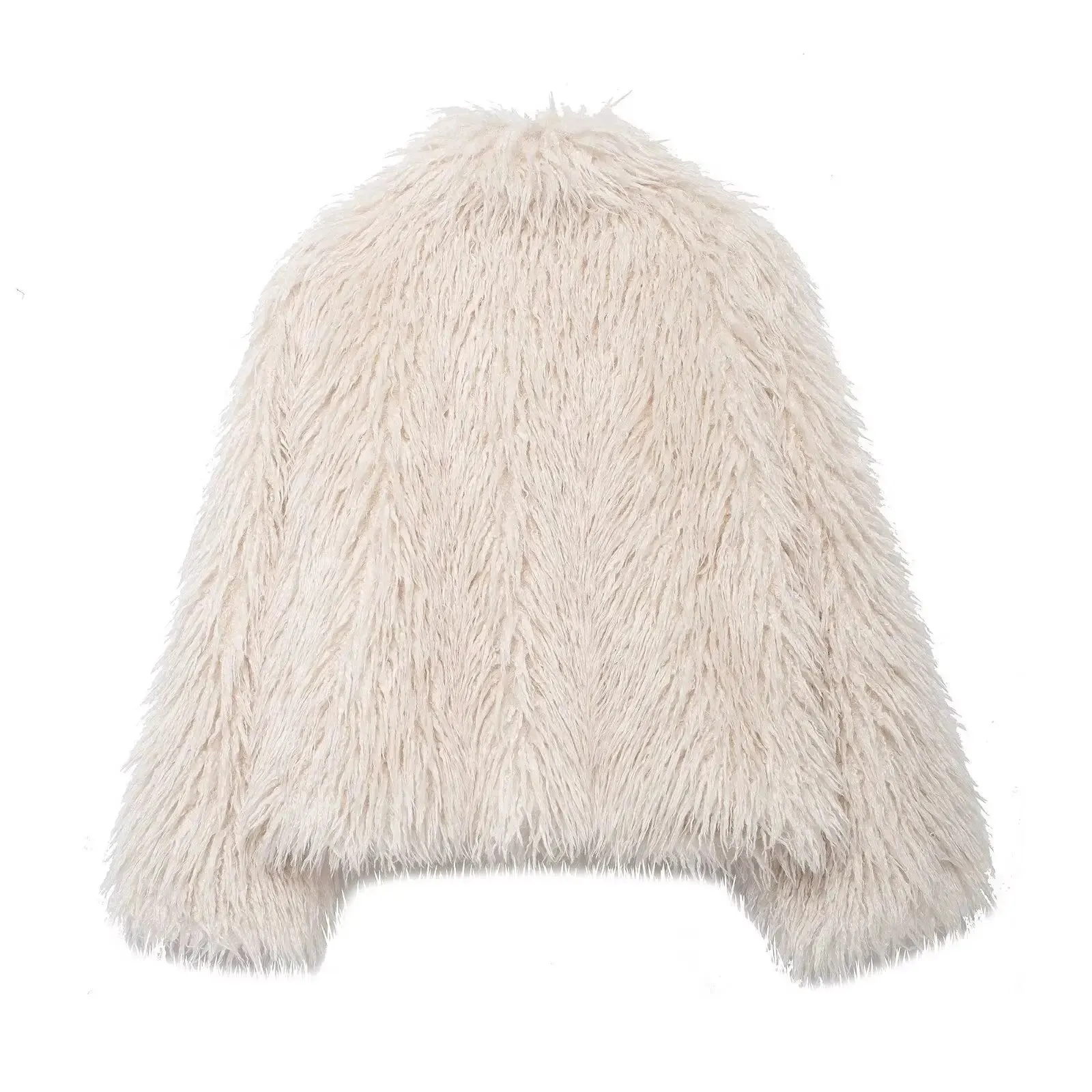 ONKOGENE 2024 Winter Casual Pelz Jacken Frauen Langarm V-ausschnitt Dicke Herbst Winter Kurze Mäntel Streetwear Warme Outwears