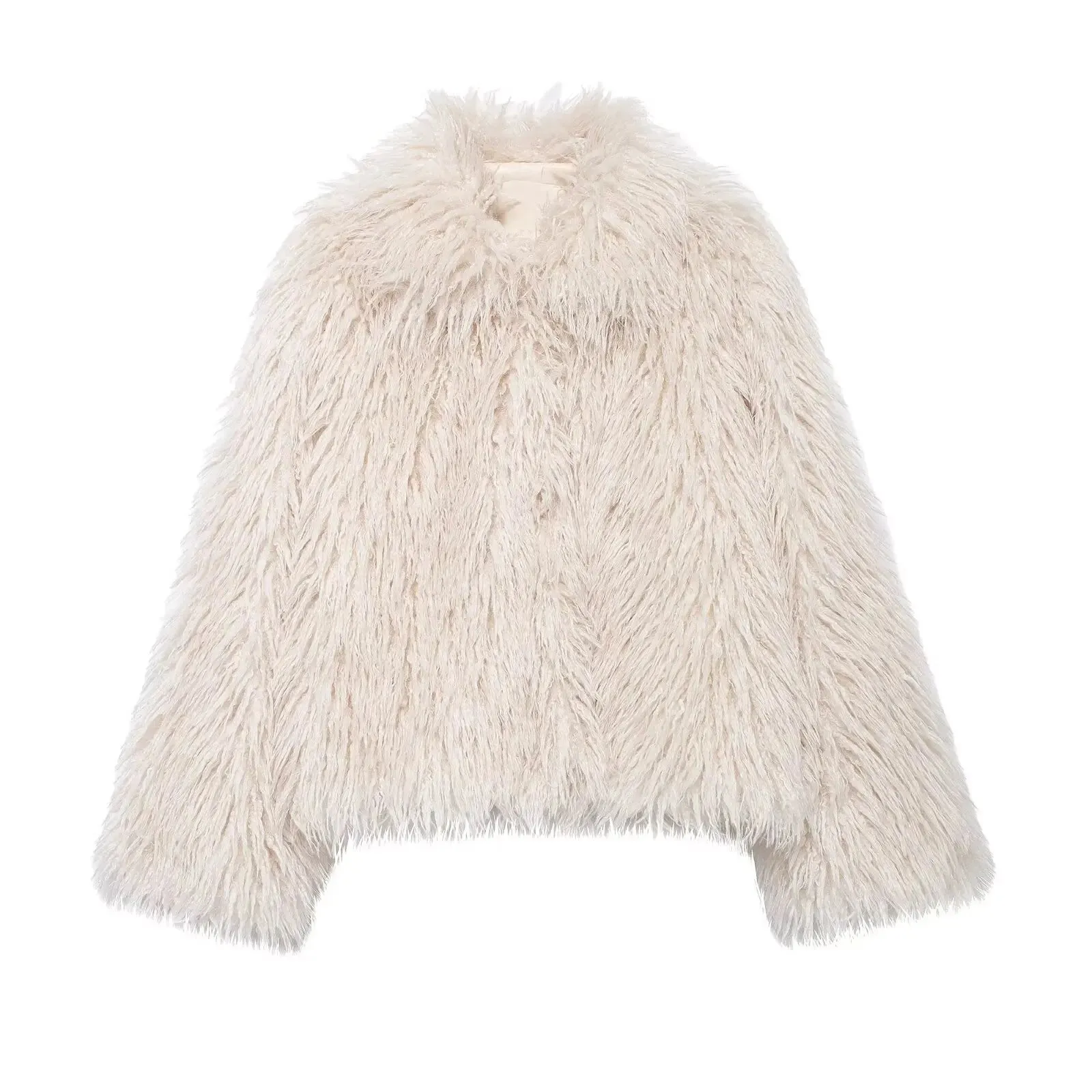ONKOGENE 2024 Winter Casual Pelz Jacken Frauen Langarm V-ausschnitt Dicke Herbst Winter Kurze Mäntel Streetwear Warme Outwears