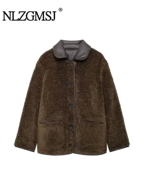 ONKOGENE frauen Herbst Winter Neue Mode Reversible Jacke Weibliche Elegante Warme High Street einreiher Tasche Casual Jacke