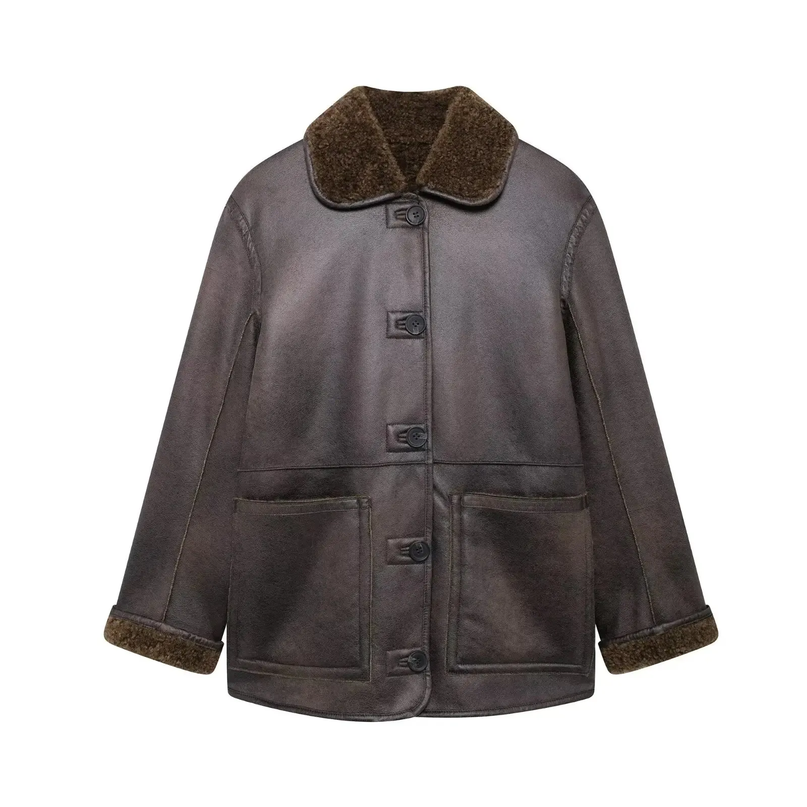 ONKOGENE frauen Herbst Winter Neue Mode Reversible Jacke Weibliche Elegante Warme High Street einreiher Tasche Casual Jacke