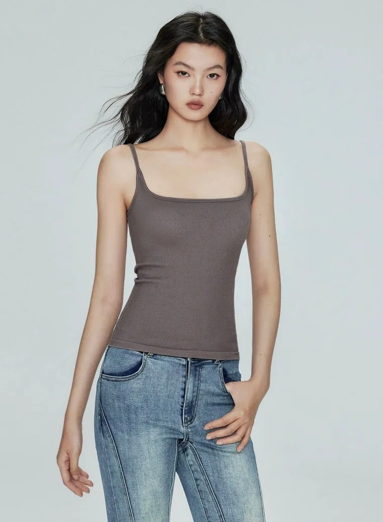 Padded Ribbed Square Neck Camisole [3 Colours]