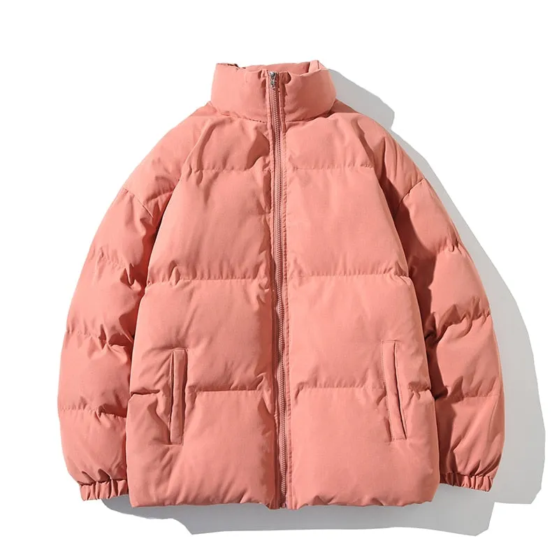 Parkas Thicken Warm Coat Stand Collar Jackets Solid Color Winter Fashion New Streetwear