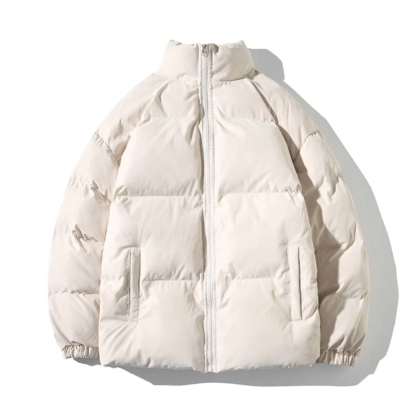 Parkas Thicken Warm Coat Stand Collar Jackets Solid Color Winter Fashion New Streetwear
