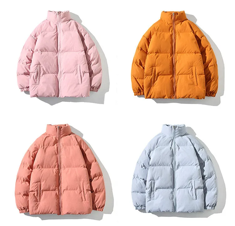 Parkas Thicken Warm Coat Stand Collar Jackets Solid Color Winter Fashion New Streetwear