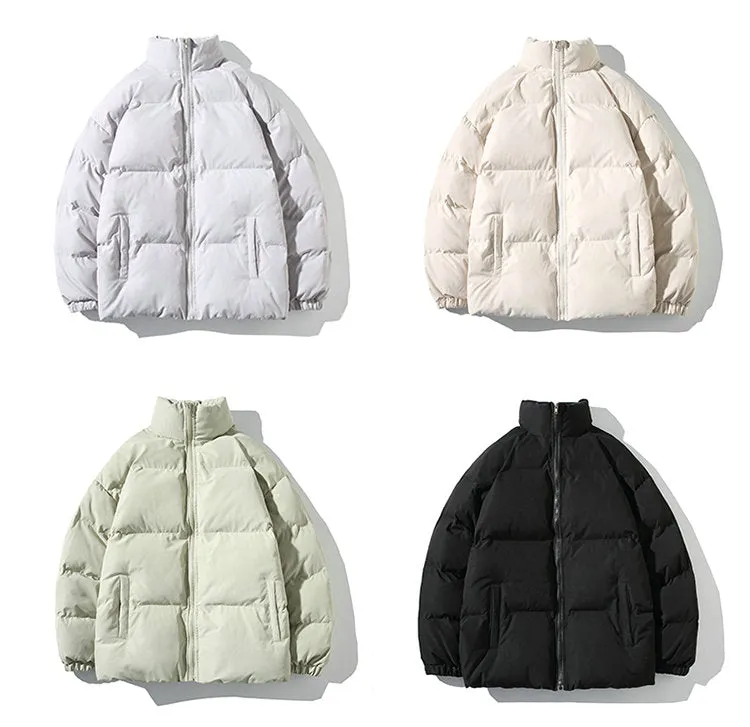 Parkas Thicken Warm Coat Stand Collar Jackets Solid Color Winter Fashion New Streetwear